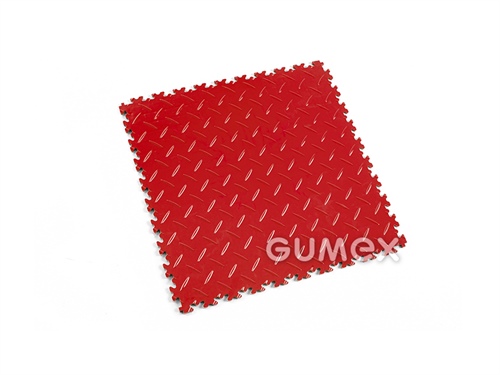 Dlaždice pro vysoké zatížení FORTELOCK 2010, tloušťka 7mm, 510,5,x510,5mm (rozměr pokrytí 496,5x496,5mm), 92°ShA, desén diamant, PVC, světle červená